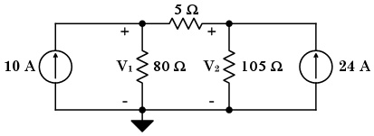 SOLVED: Using Node Voltage analysis: Calculate node voltages V1 and V2.