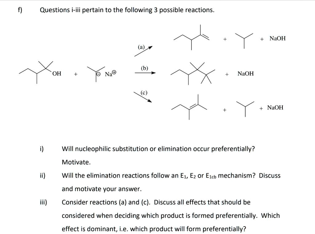 SOLVED: Questions i-iii pertain to the following 3 possible reactions ...