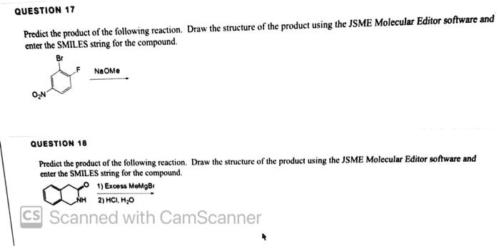 Jsme QUESTION 17 Predict the product of the following reaction....