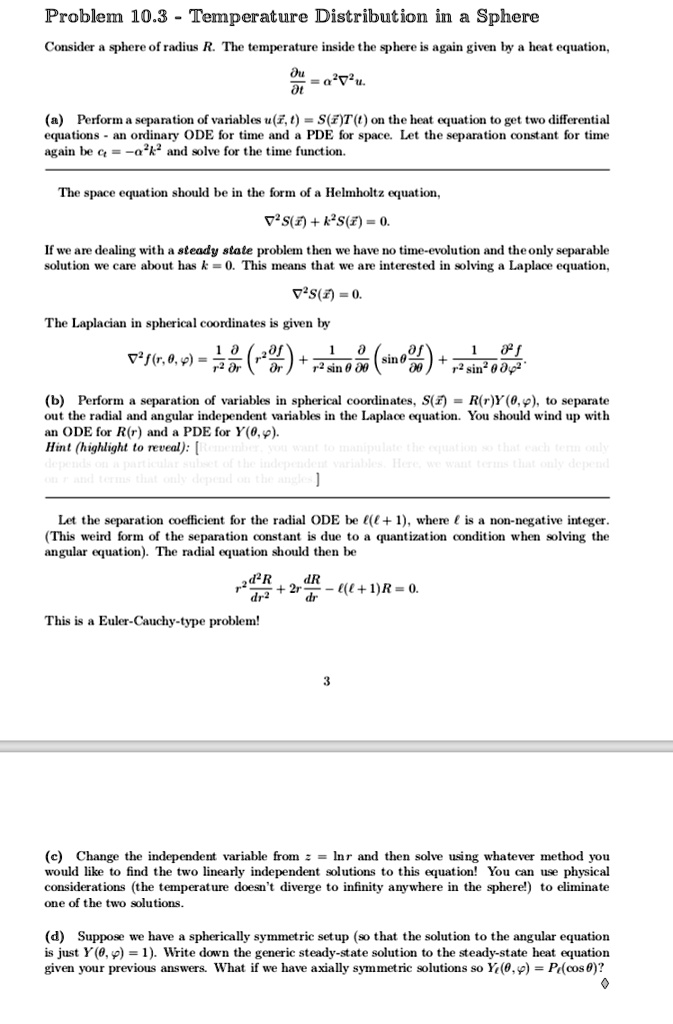 problem 103 temperature distribution in a sphere consider a sphere of ...