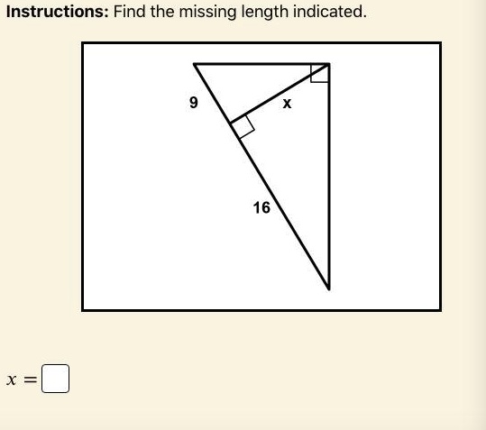 geometry assignment find the missing length indicated