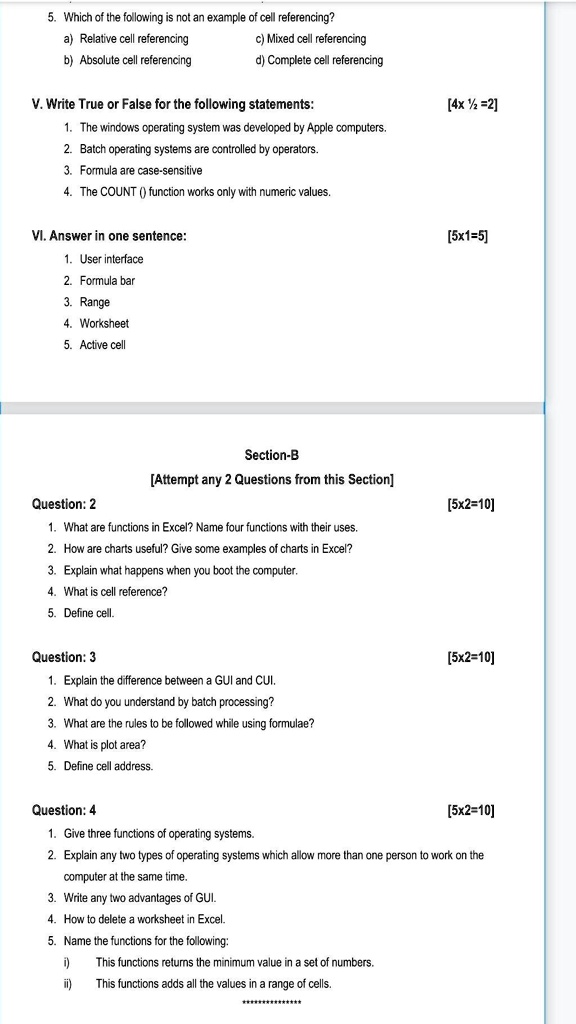 pls i need ans fast which of tha following not an examp e of cell referencing relative cell referencing mixed ce l referencing b absolute cell referencing complete cel relerencing v write tr 00664