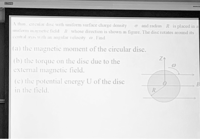 SOLVED: A circular disc with uniform surface charge density and radius ...