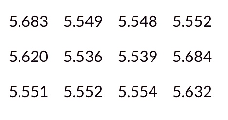 5.683 5.549 5.548 5.552
5.620 5.536 5.539 5.684
5.551 5.552 5.554 5.632