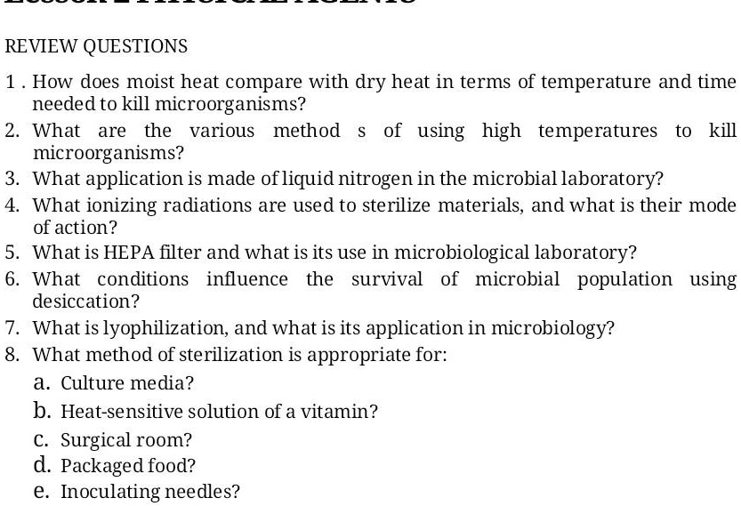 SOLVED REVIEW QUESTIONS How does moist heat compare with dry heat in