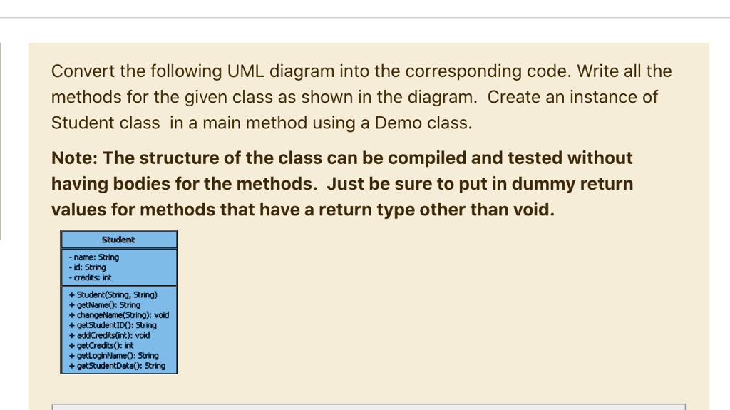 Convert the following UML diagram into the corresponding code. Write ...