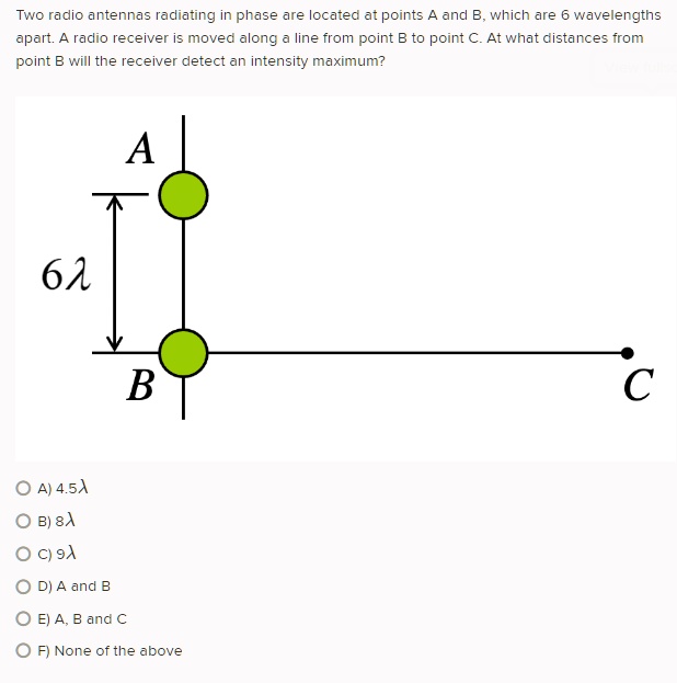 SOLVEDTwo radio antennas radiating in phase are located at points and B, which are wavelengths