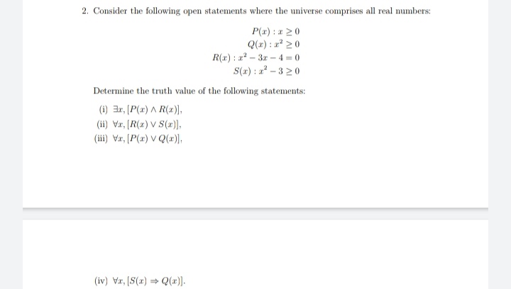Open Statements Math 2. Consider the following open statements where the universe comprises ...