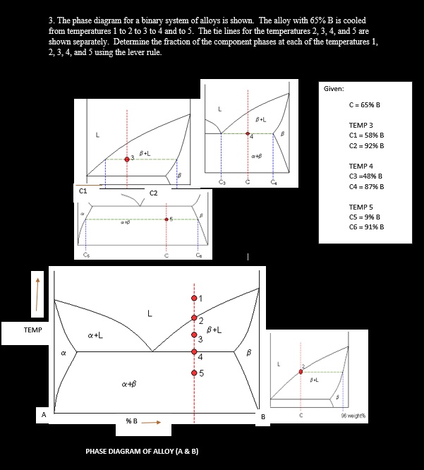 3. The phase diagram for a binary system of alloys is shown. The alloy ...