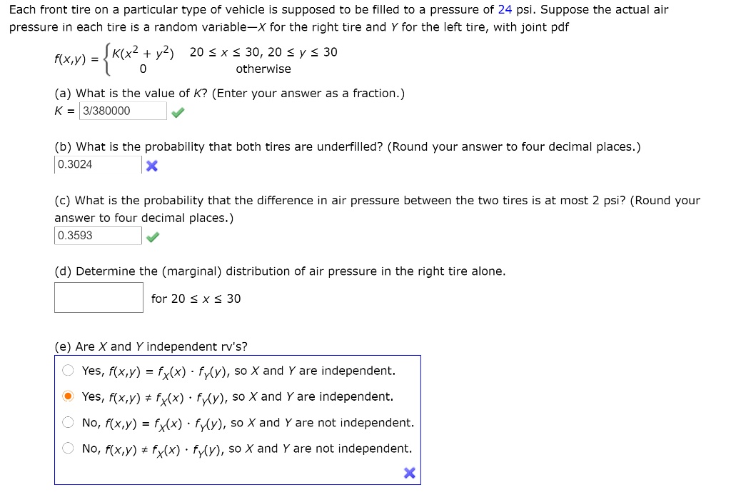 SOLVED: Each Front Tire On A Particular Type Of Vehicle Is Supposed To ...