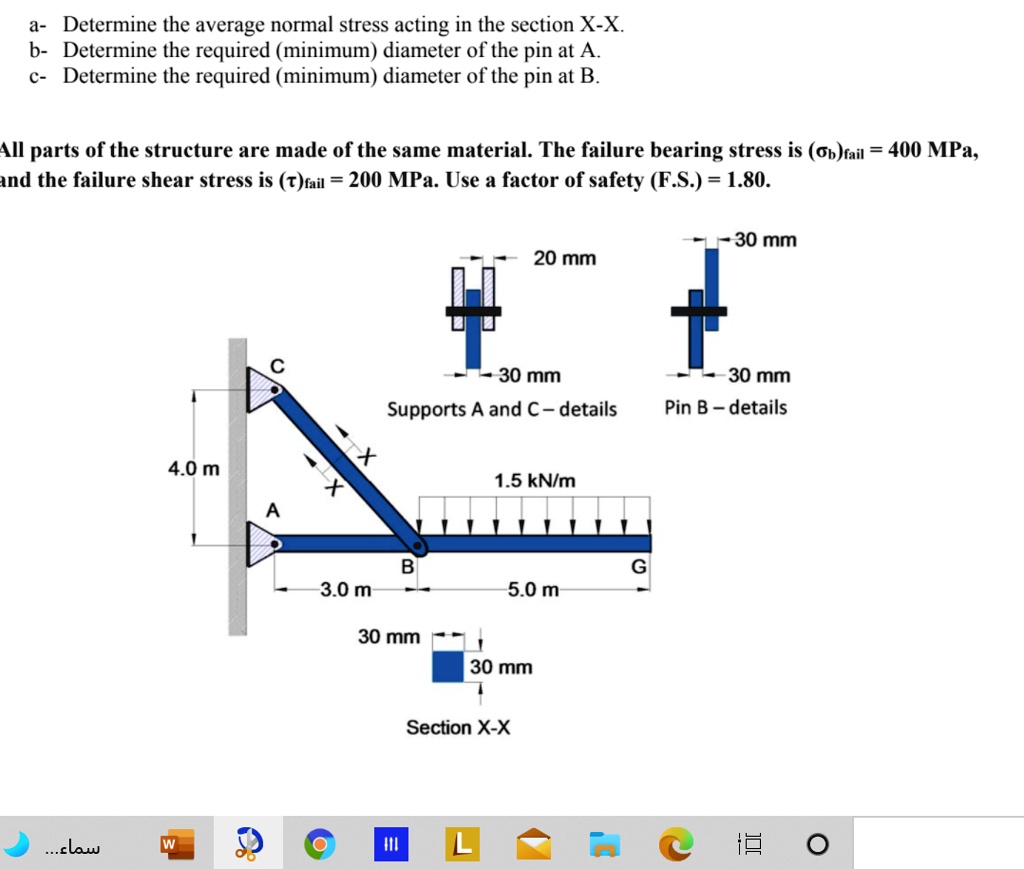a- Determine the average normal stress acting in the section X-X. b ...