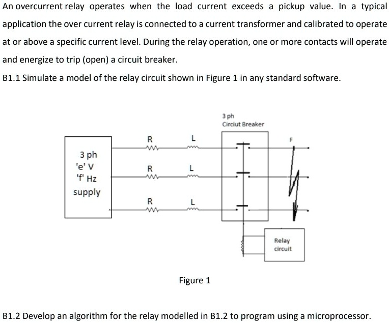 SOLVED: e = 13 kV R = 130 ohms L = 2.48 Henry An overcurrent relay ...