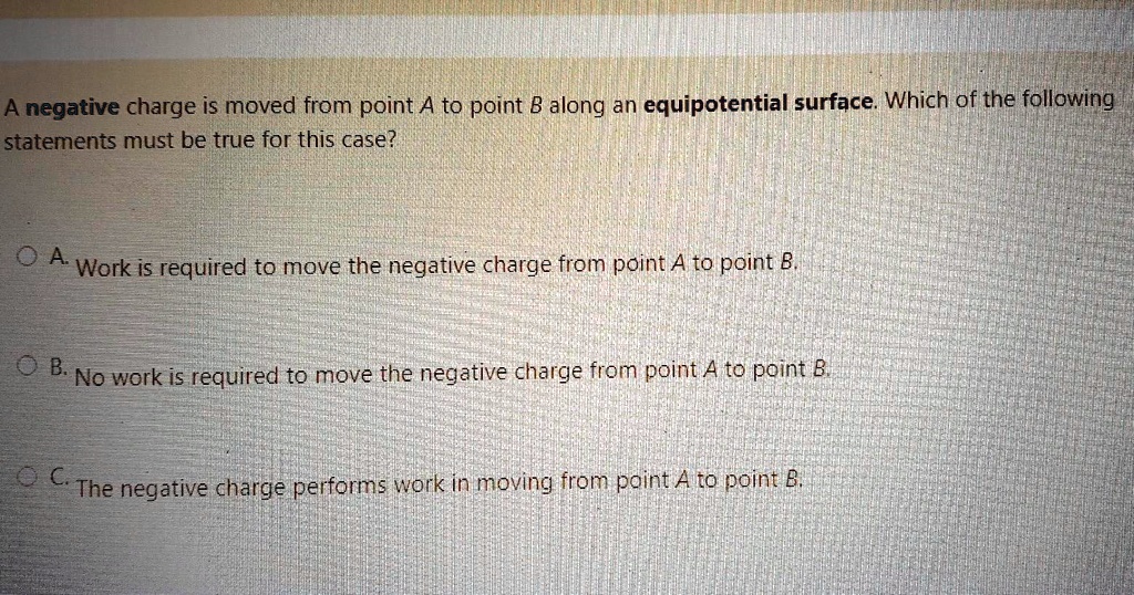 Negative Charge Is Moved From Point A To Point B Along An Equipotential ...