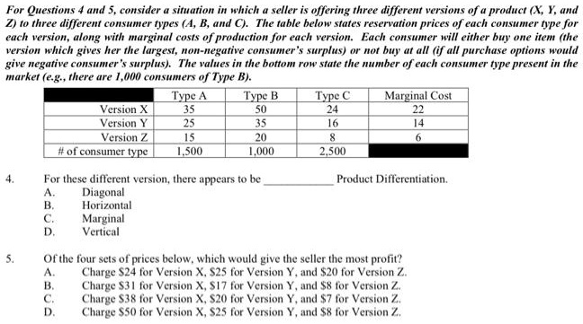 Solved For Ouestions 4 And 5 Consider A Situation In Which A Seller Is Offering Three