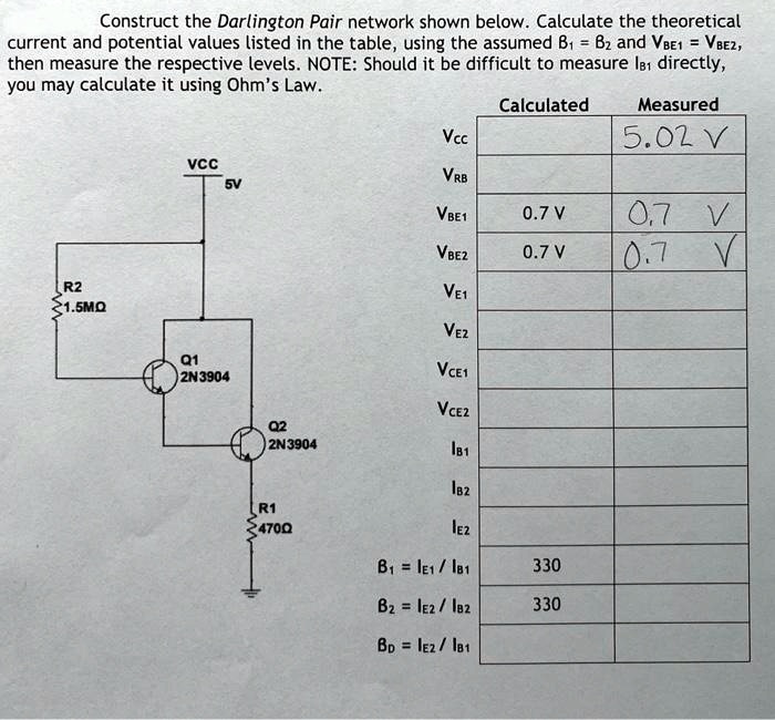 SOLVED Texts Construct the Darlington Pair network shown below