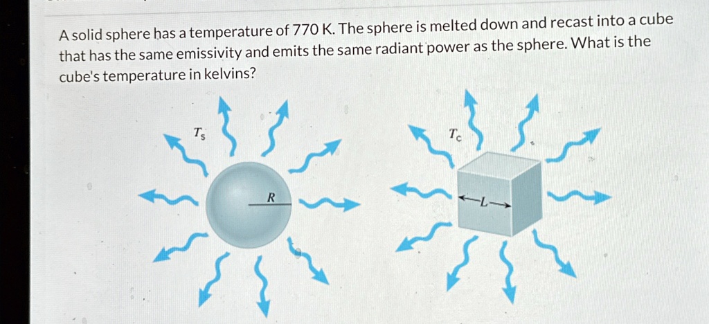 a solid sphere has a temperature of 770k the sphere is melted down and ...
