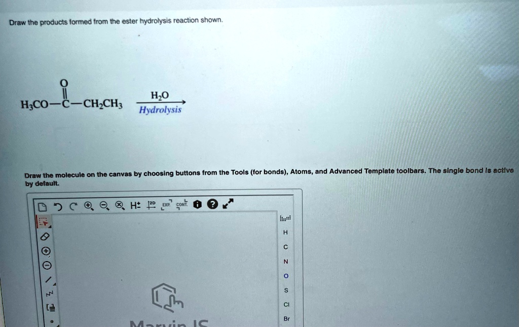 text draw the products formed from the ester hydrolysis reaction shown