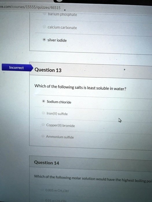 SOLVED: Come Icourses/1555S/quizzes/46515 Barium Phosphate Calcium ...