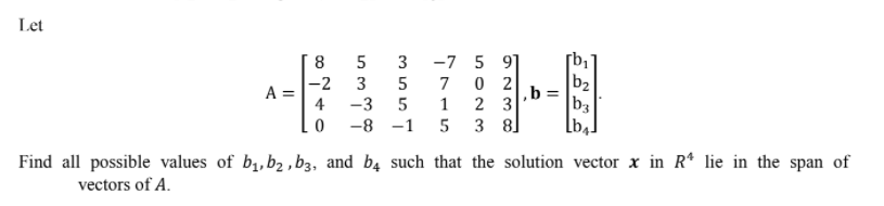 SOLVED: Find All Possible Values Of B1, B2, B3, And B4 Such That The ...