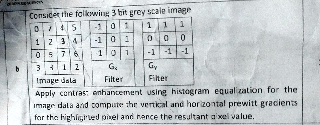 SOLVED: B Consider The Following 3-bit Grayscale Image Given In The ...