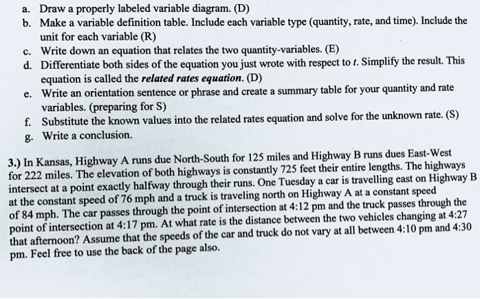 SOLVED: a. Draw a properly labeled variable diagram. b. Make a variable ...