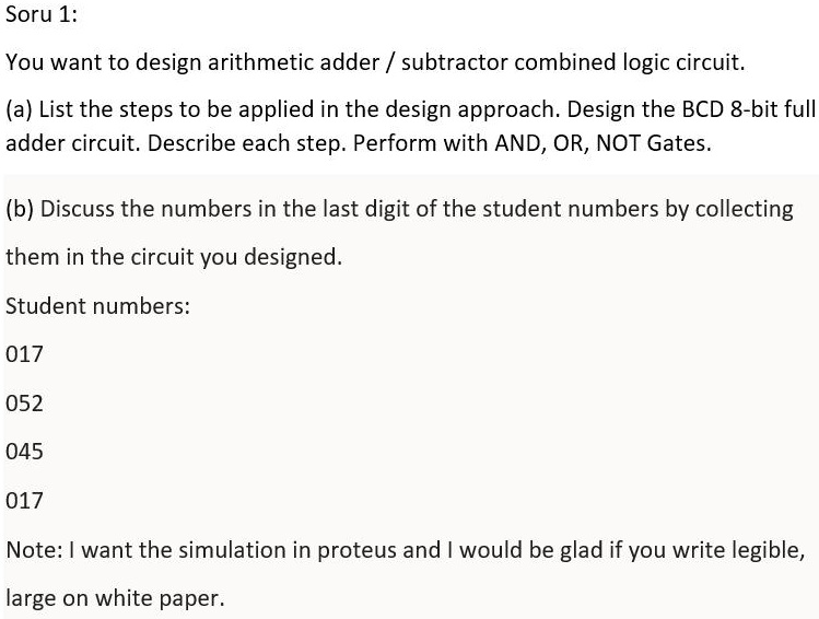 SOLVED: You want to design an arithmetic adder/subtractor combined ...