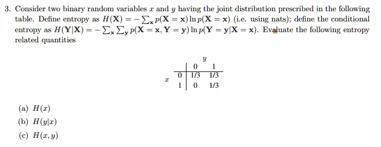 consider two binary random variables and y baving the joint ...
