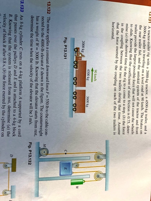 SOLVED: 13.132 Solve Using Momentum 3.133 Fig.P13.131 2000kg Horizontal ...