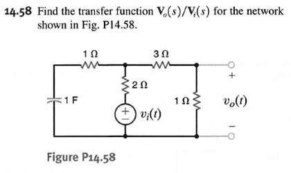 14.58 Find the transfer function Vo(s)/Vi(s) for the network shown in Fig. P14.58.