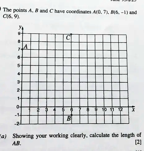 SOLVED: The Points A B And € Have Coordinates A(0, 7) , B(6, 1) And C(6 ...