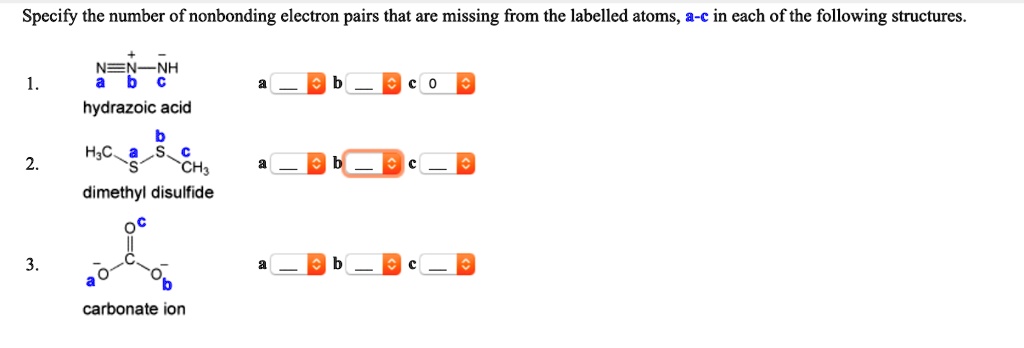 SOLVED: Specify the number of nonbonding electron pairs that are