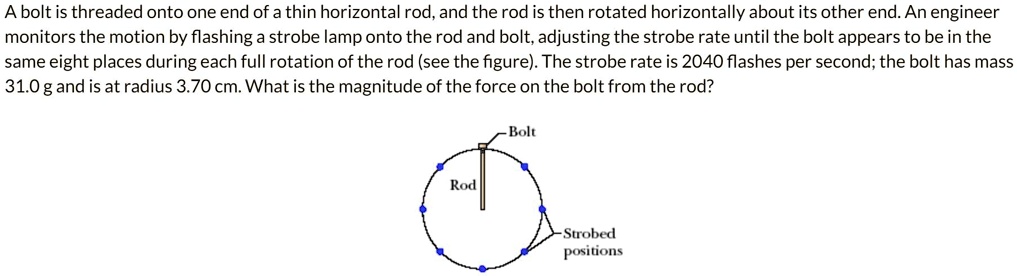 SOLVED: A bolt is threaded onto one end of a thin horizontal rod, and ...