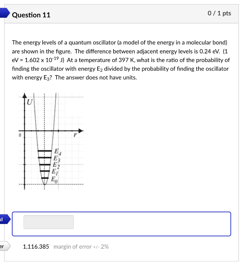 The energy levels of a quantum oscillator (a model of the energy in a ...