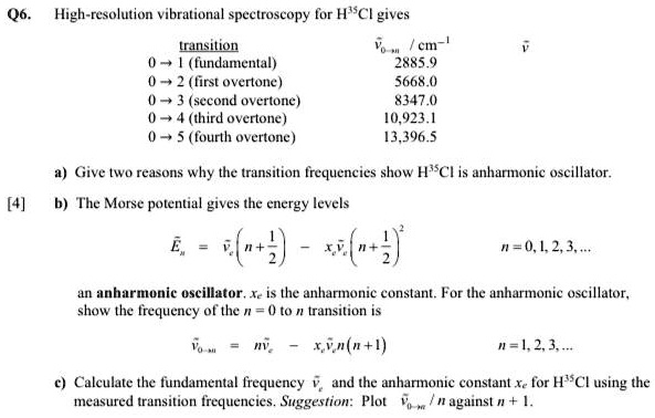 VIDEO solution: High-resolution vibrational spectroscopy for HCl gives ...