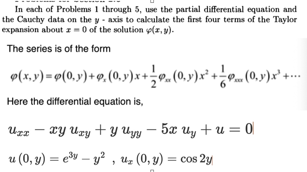 SOLVED:In each of Problems 1 through 5, use the partial differential ...