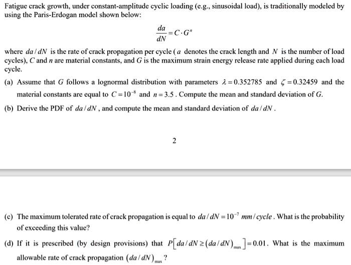 fatigue crack growth under constant amplitude cyelic loading eg ...