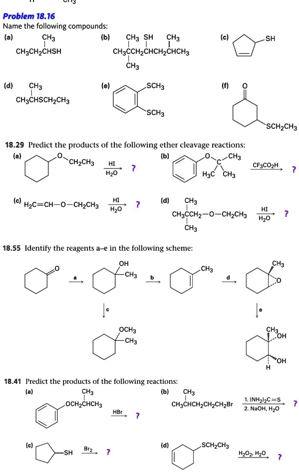 SOLVED: Problem 18.16: Name the following compounds: (a) CH3 (b) CH3SH ...