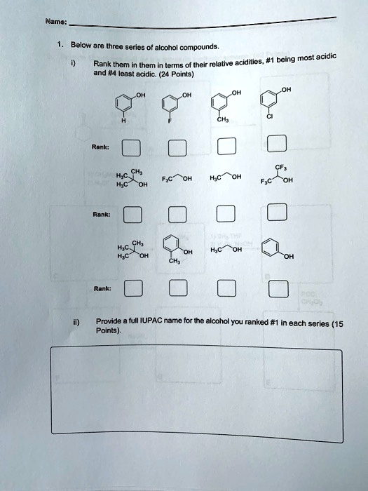 SOLVED Below are Ihree gerles alcohol compounds 'their relative