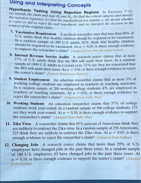 Using and Interpreting Concepts: Hypothesis Testing Using Rejection ...