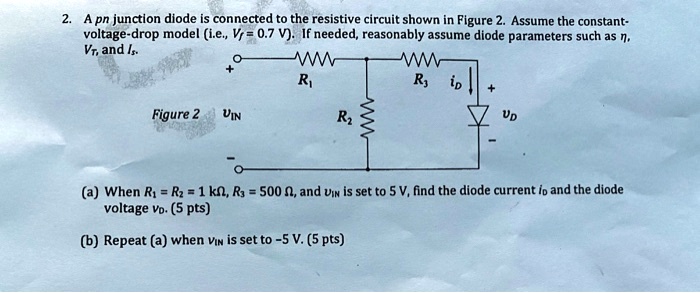 SOLVED: A pn junction diode is connected to the resistive circuit shown ...