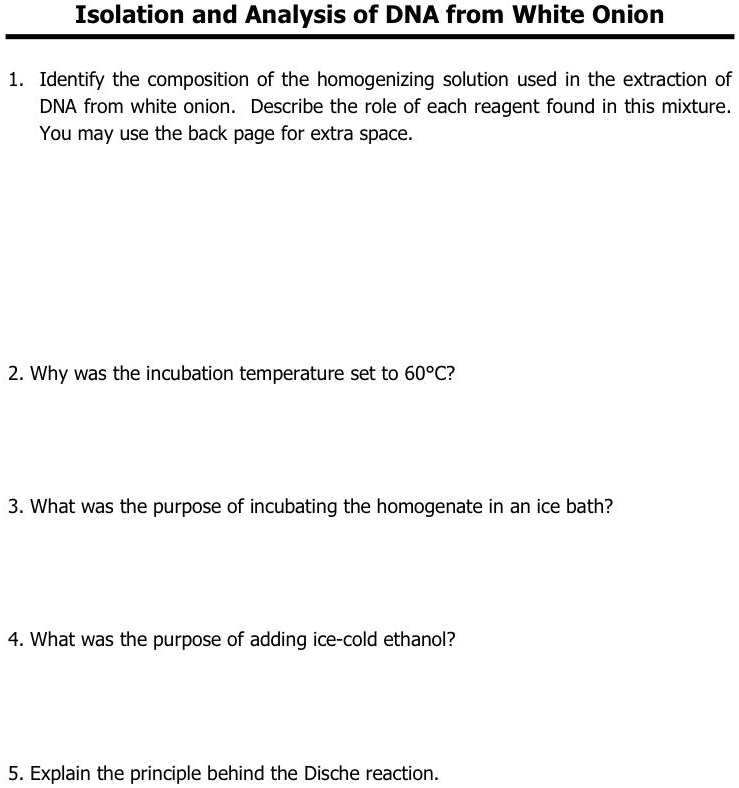 SOLVED Thank you very much! Isolation and Analysis of DNA from White