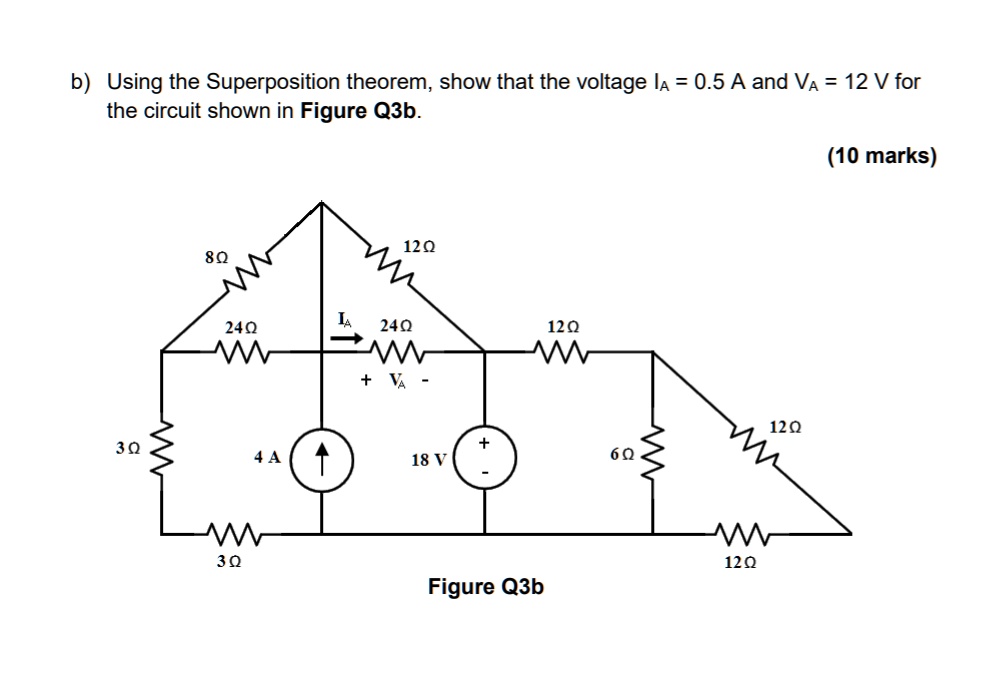 SOLVED: Using the Superposition theorem, show that the voltage IA = 0.5 ...