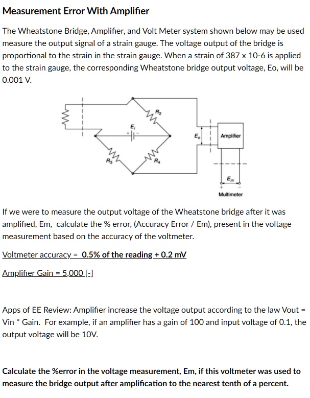 SOLVED Measurement Error With Amplifier The Wheatstone Bridge