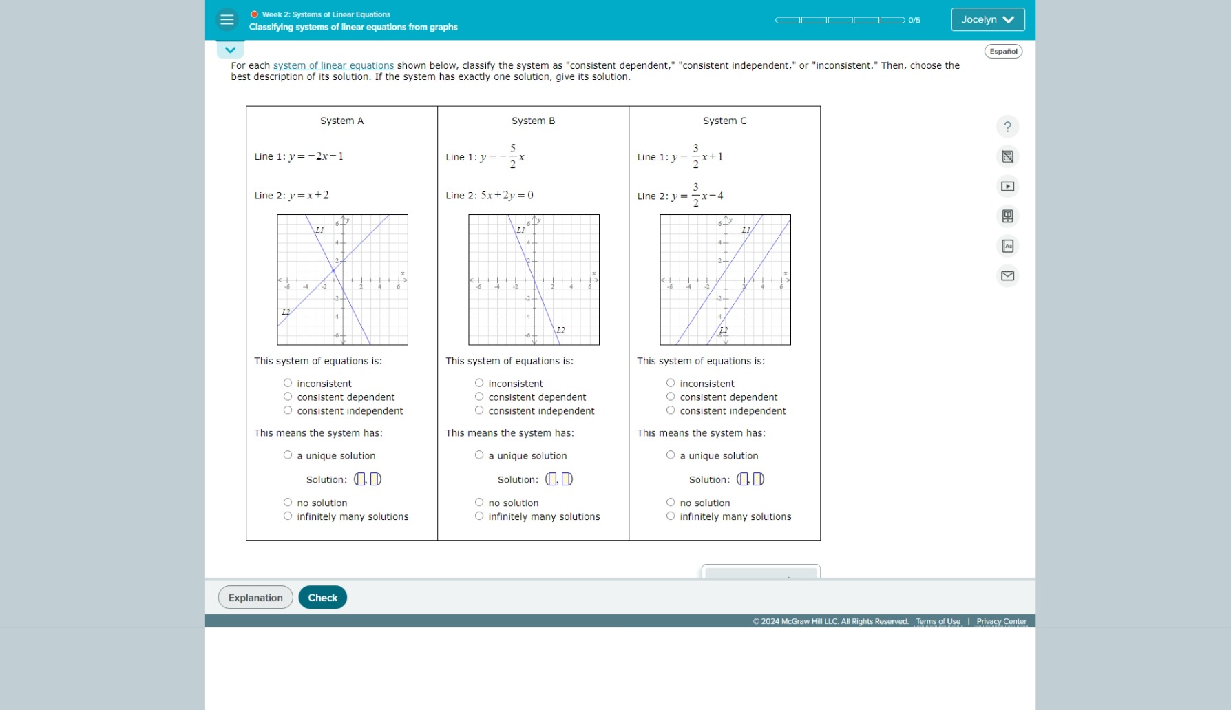 SOLVED: Week 2: Systems of Linear Equations Classifying systems of ...