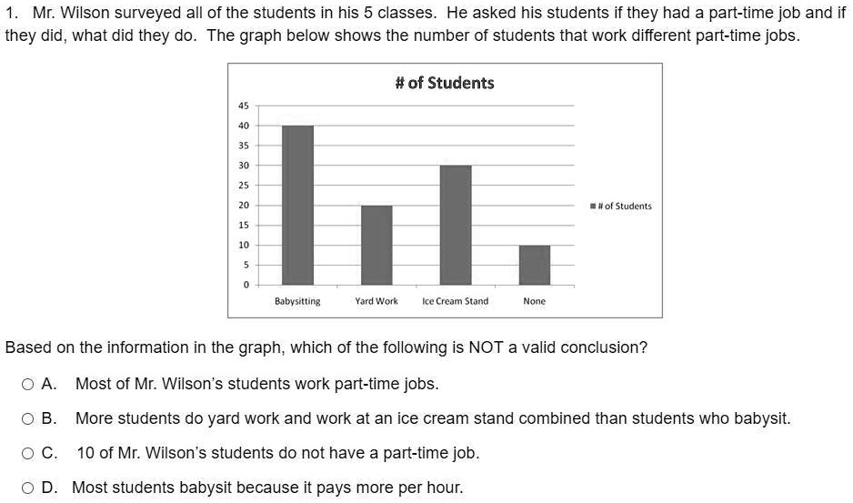 SOLVED Please help, I need to pass. Mr. Wilson surveyed all of the