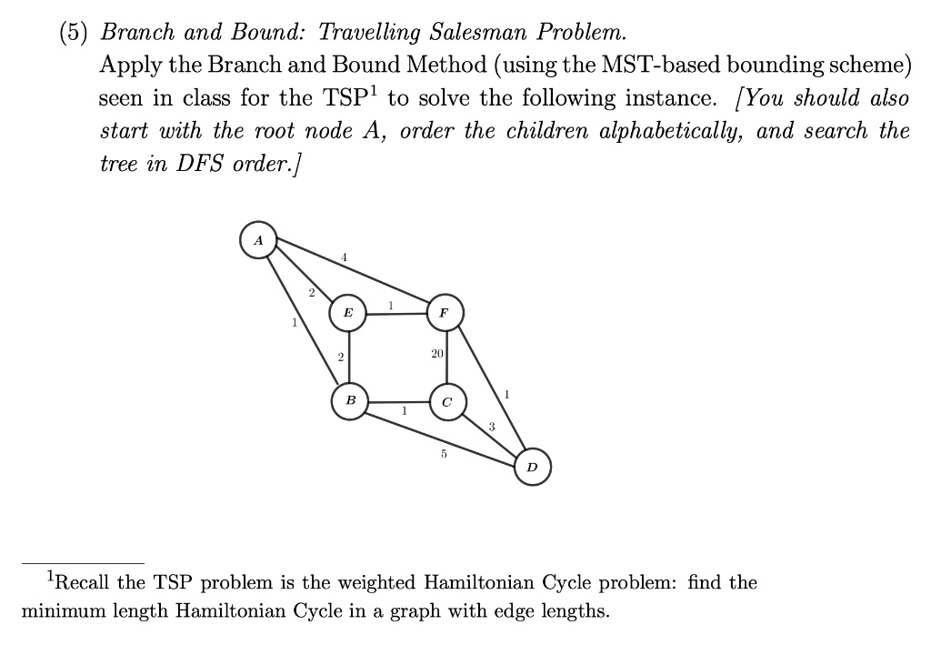 SOLVED: Branch and Bound: Travelling Salesman Problem - Applying the ...