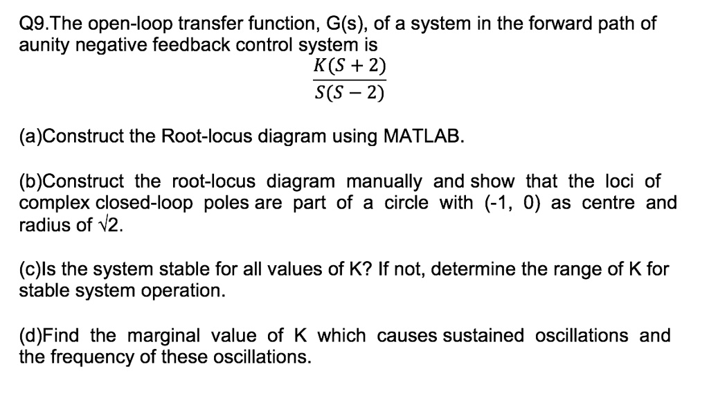 SOLVED: Q9. The open-loop transfer function, G(s), of a system in the ...