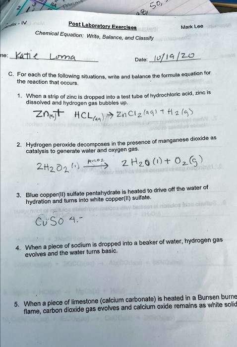 Video Solution: Texts: 50, Dix-iv Post Laboratory Exercises Chemical 