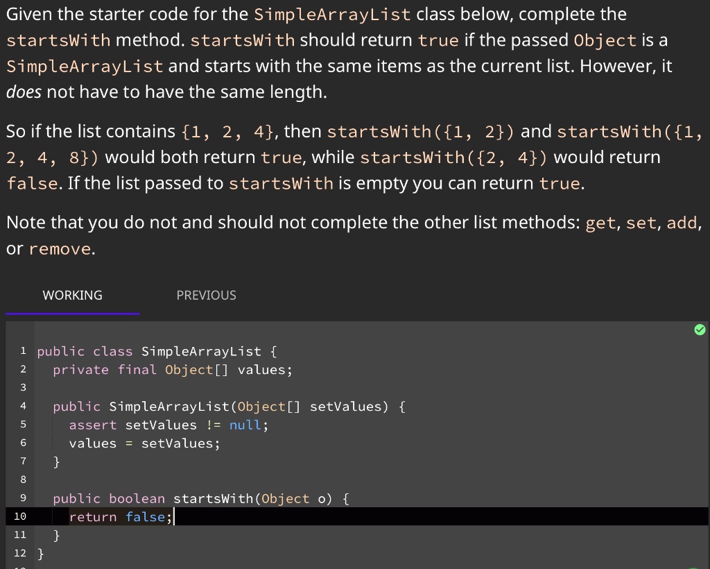 Given the starter code for the SimpleArrayList class below,...