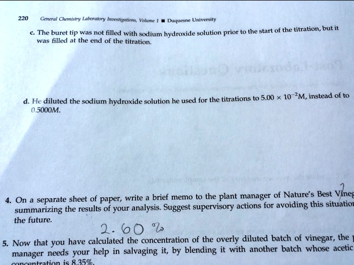 SOLVED General Chemistry Laboratory Instructions Duquesne University